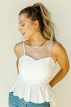 mode, rouched spaghetti strap top
