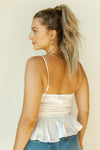 mode, rouched spaghetti strap top