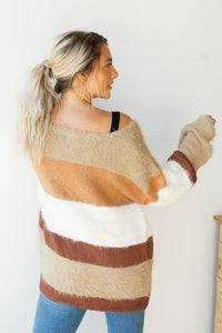 mode, fresh texture block striped cardi