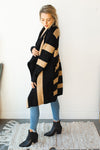 mode, chunky striped long cardi