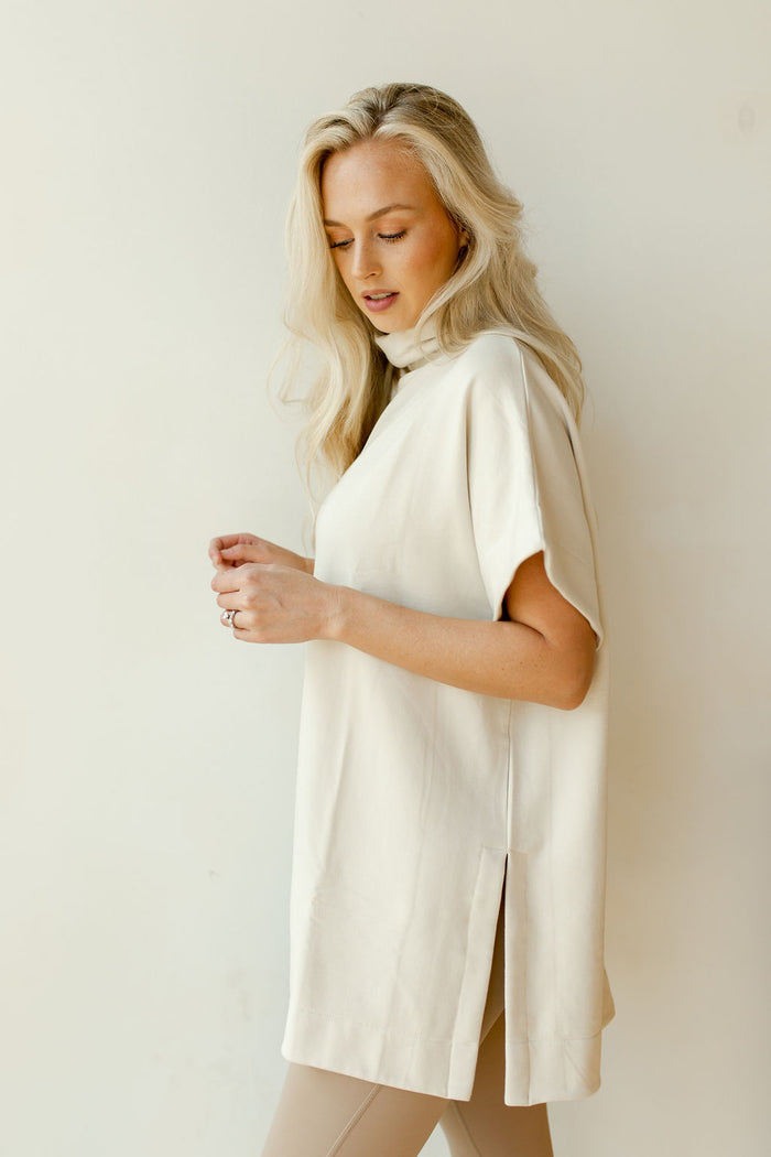 mode, longline turtleneck + side slit