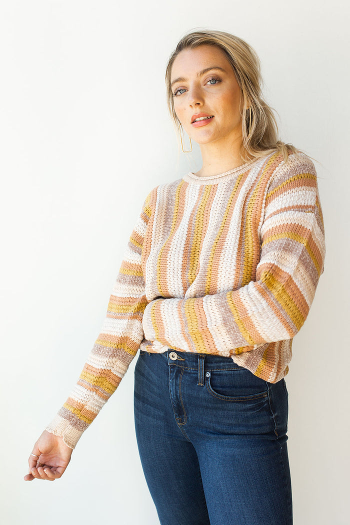 mode, neutral textures stripe sweater