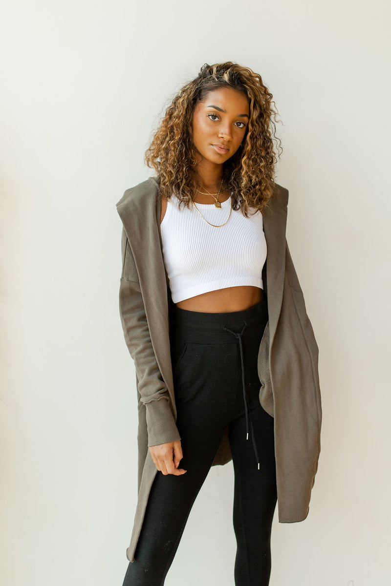 mode, longline hoodie cardigan