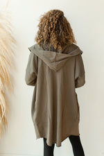 mode, longline hoodie cardigan