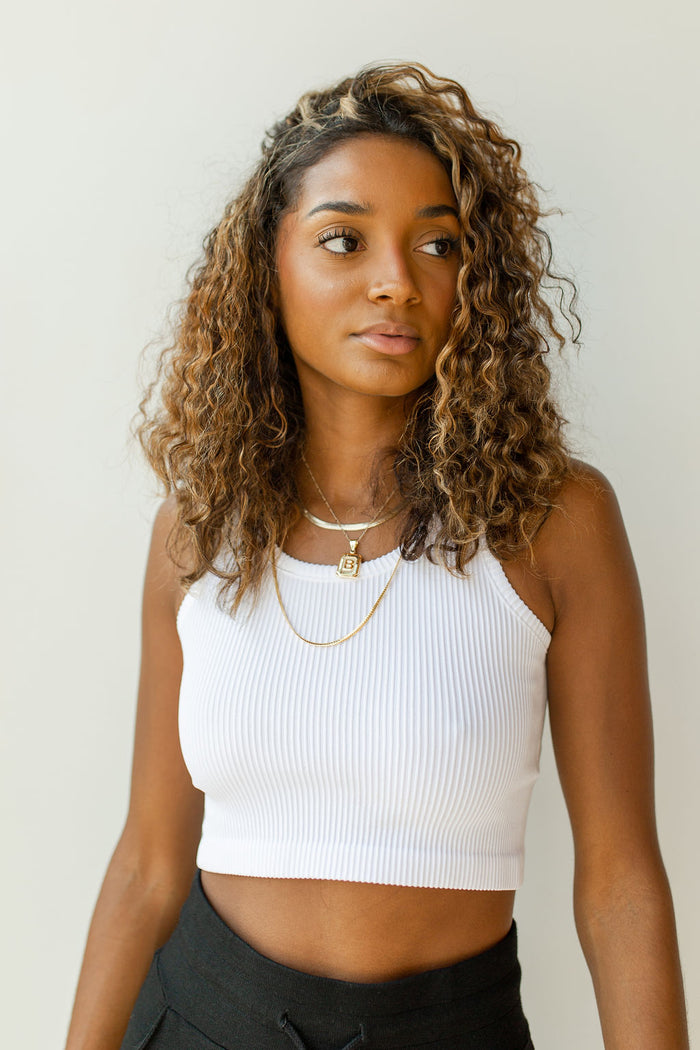 mode, ribbed all over crop tank