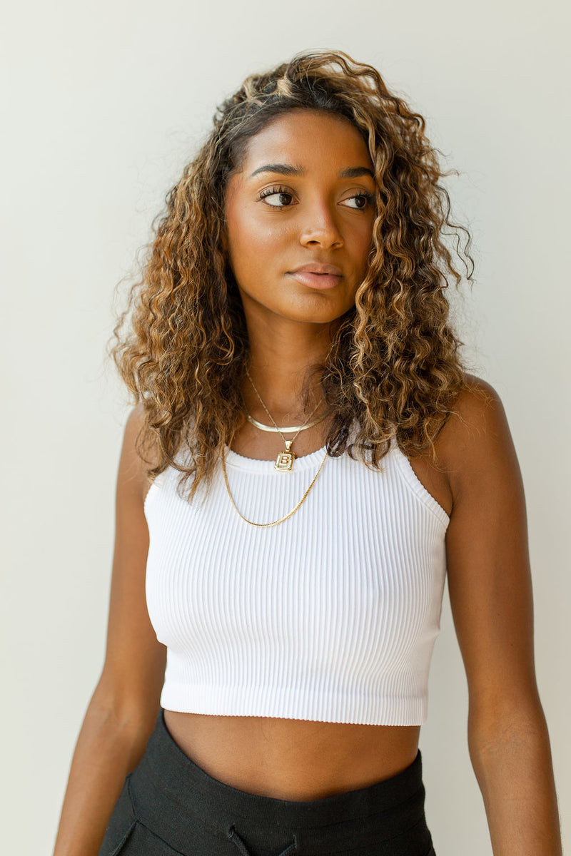 mode, ribbed all over crop tank
