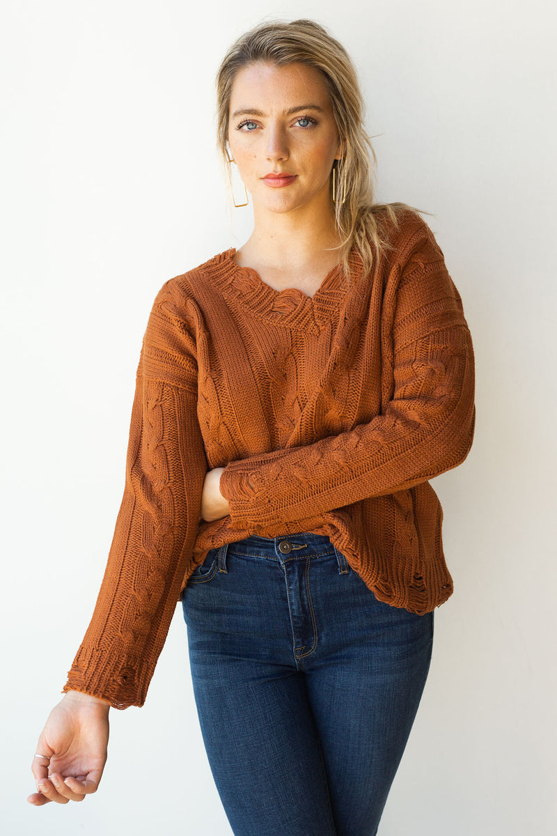 mode, Sadie loose knit v neck sweater