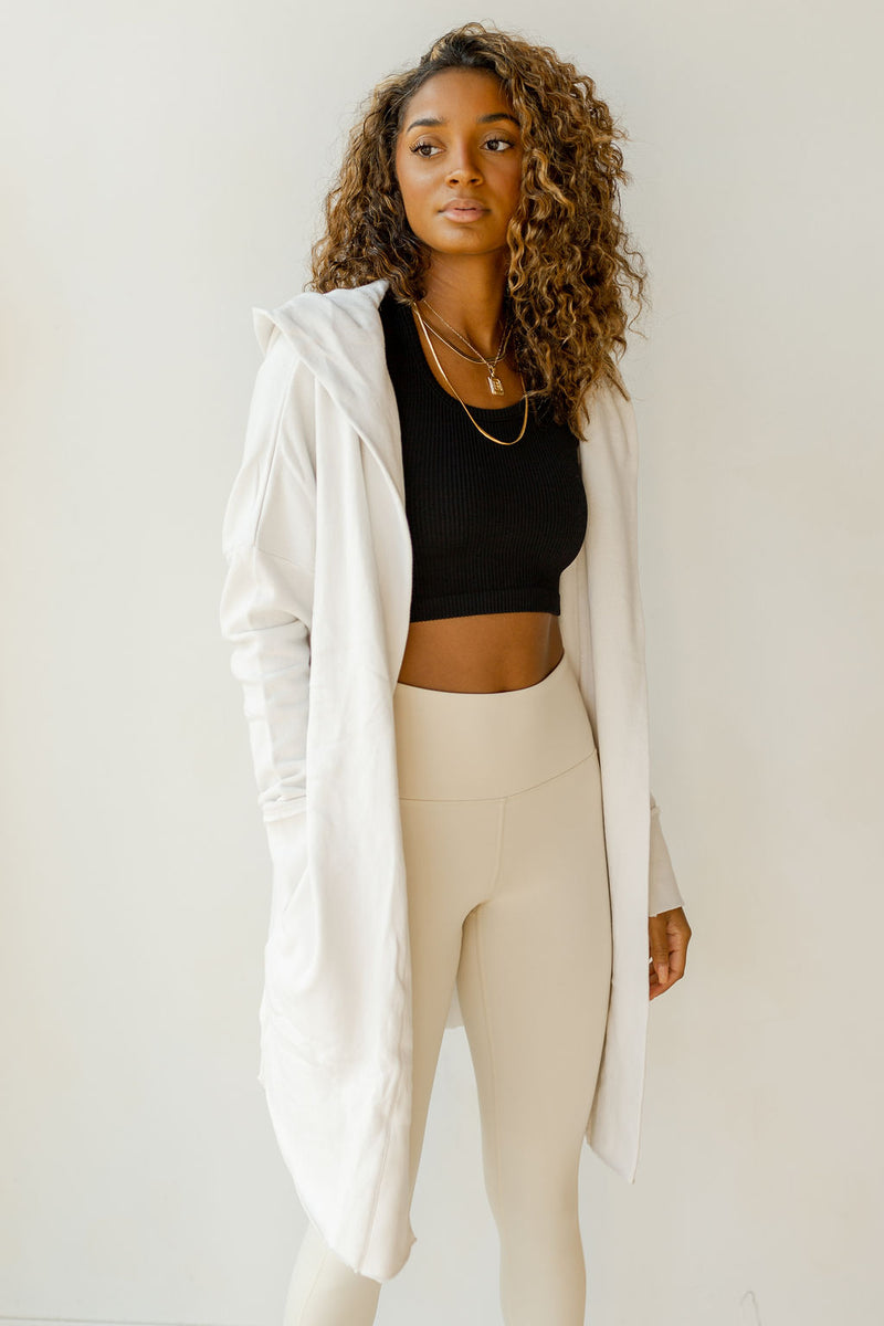 mode, longline hoodie cardigan