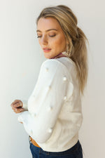 mode, pom pom knit sweater