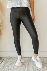 mode, foiled scale print leggings