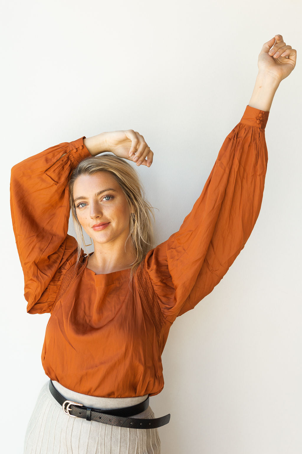 mode, honey bee satin top