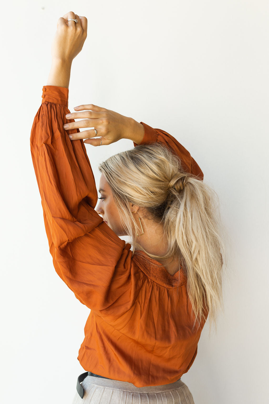 mode, honey bee satin top