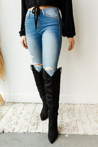 mode, distressed crop skinny