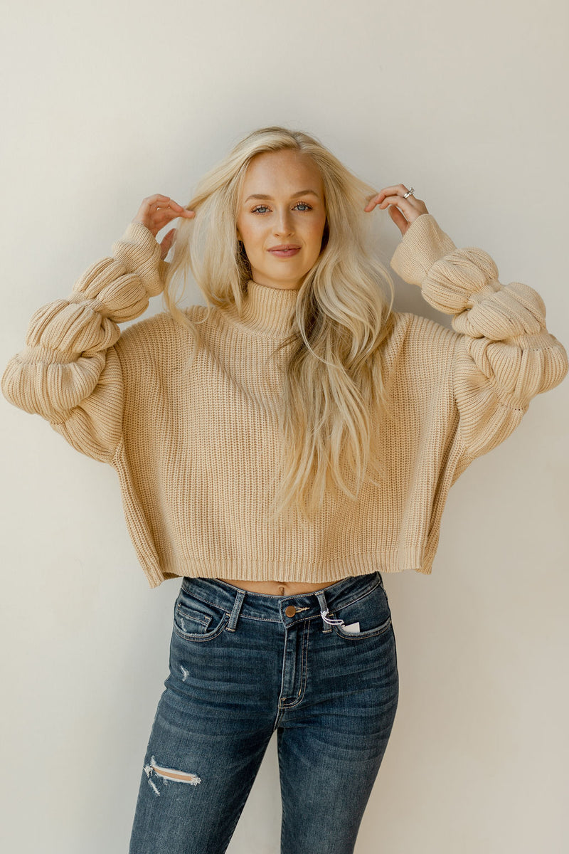 mode, donut sleeve cropped sweater