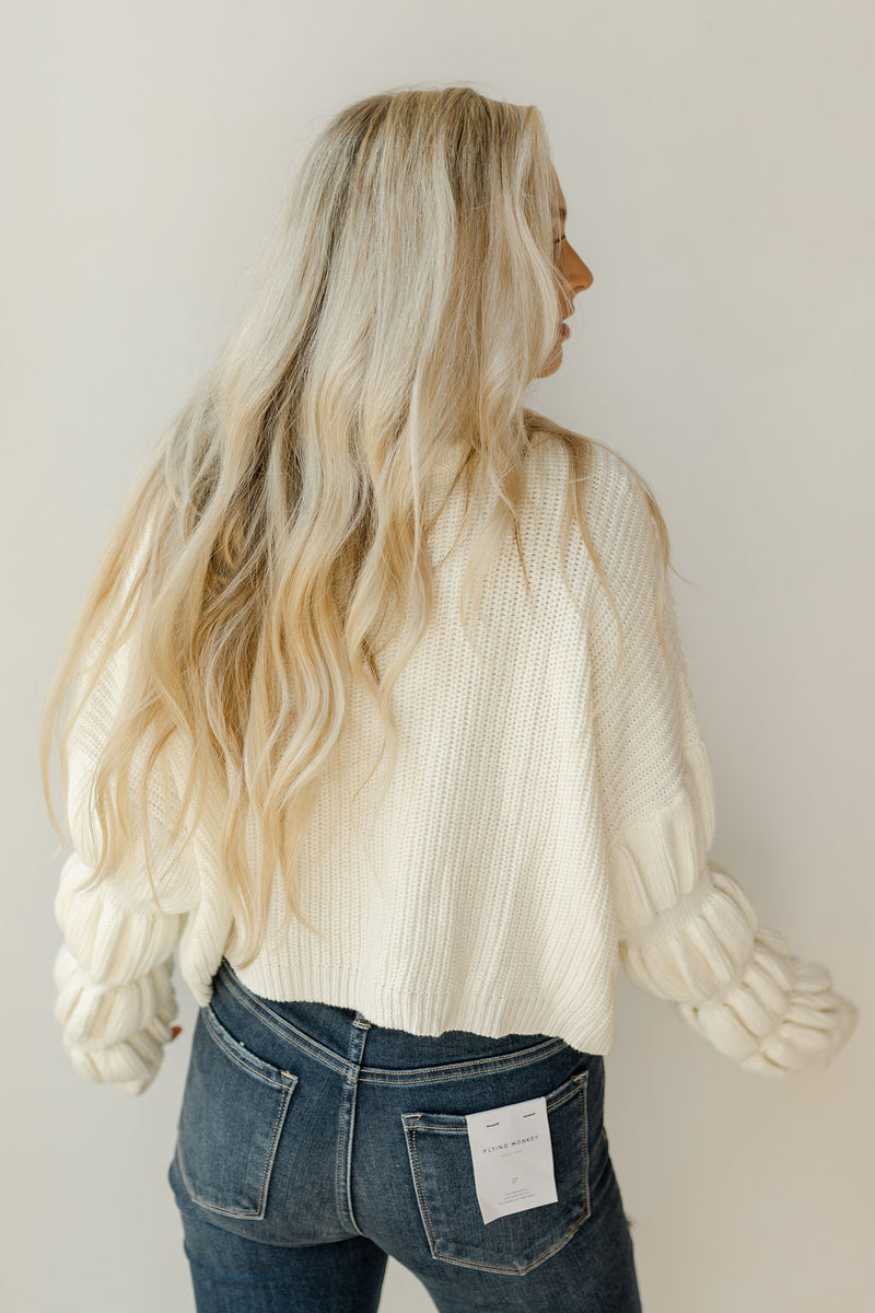 mode, donut sleeve cropped sweater