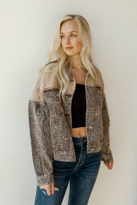 mode, leopard denim jacket