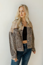 mode, leopard denim jacket