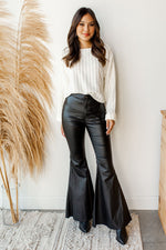 mode, hold on faux leather flares
