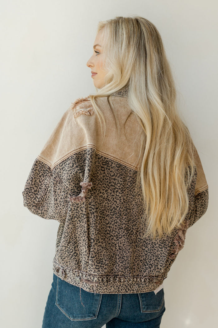 mode, leopard denim jacket