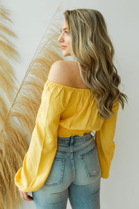 mode, golden rays crop blouse