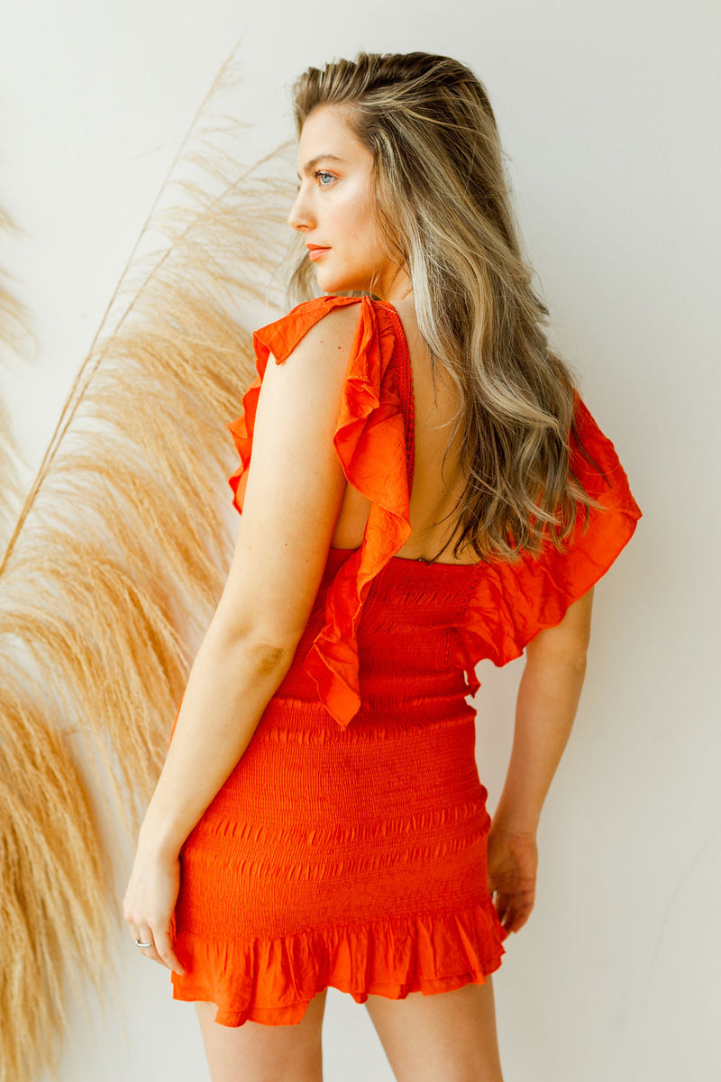 mode, happy thoughts smocking detail dress