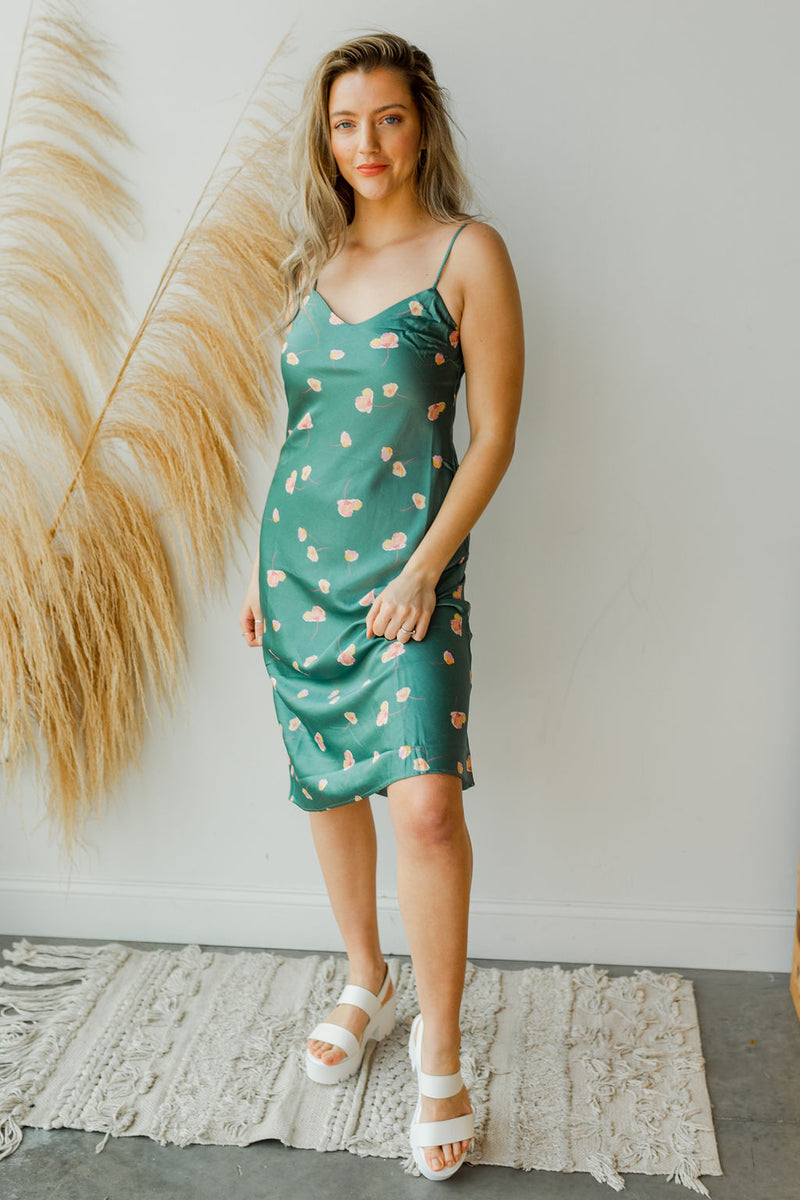mode, crepe satin midi dress