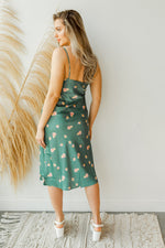 mode, crepe satin midi dress