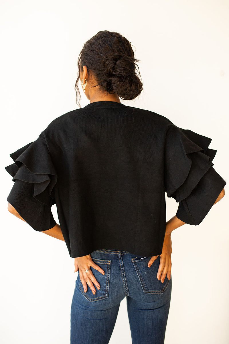 mode, flutter sleeve sweater