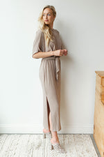 mode, never alone tie waist, side slit dress