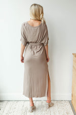 mode, never alone tie waist, side slit dress