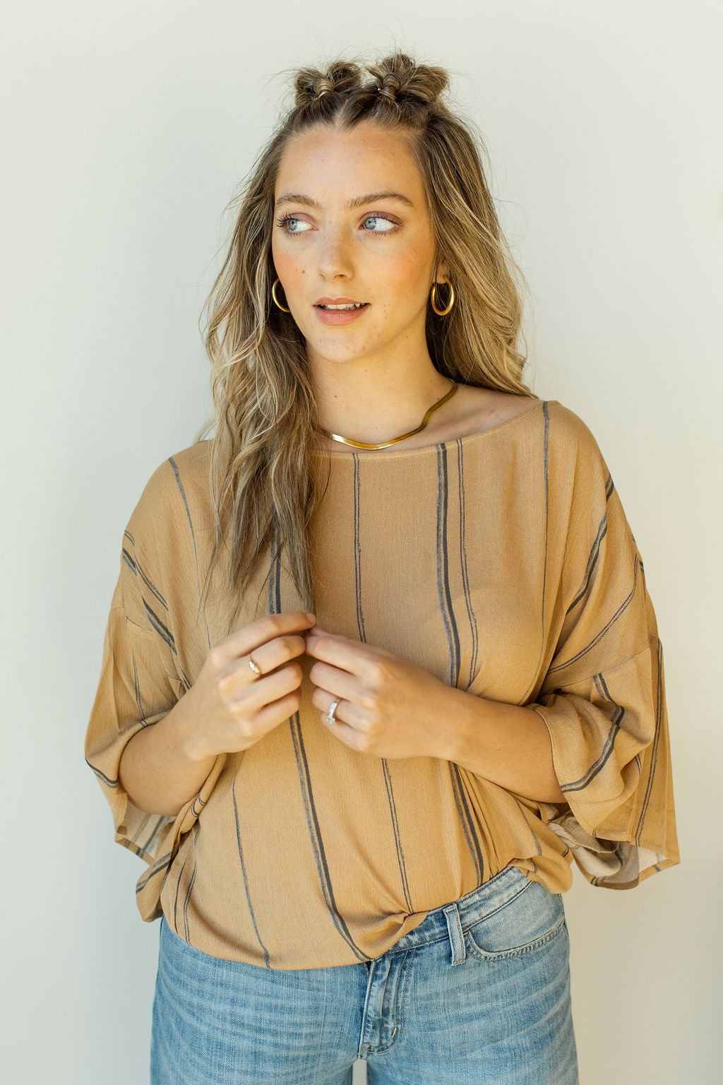 mode, desert stripe top
