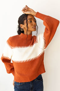 mode, stitched stripe sweater