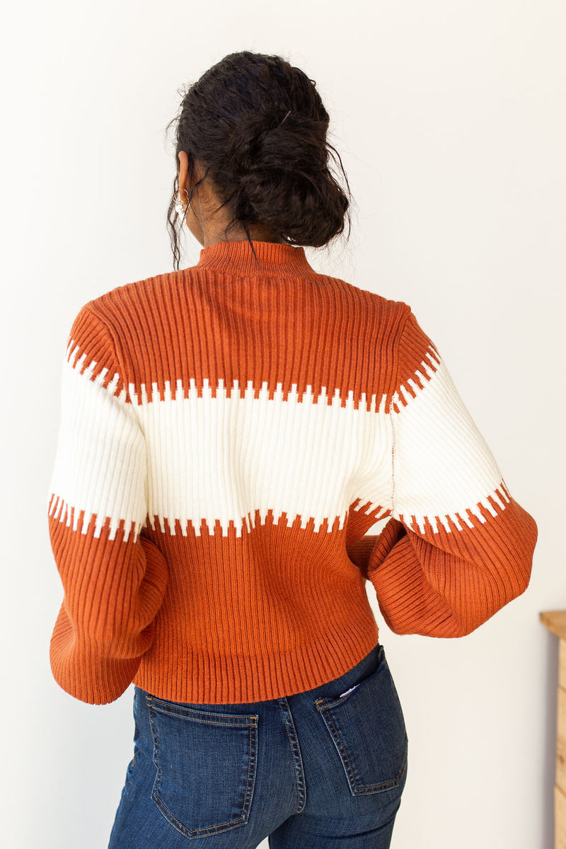 mode, stitched stripe sweater