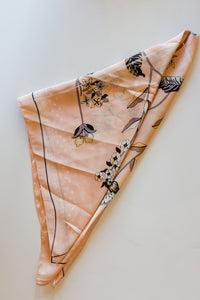 mode, pink florals scarf