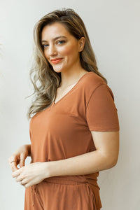 mode, v neck short sleeve