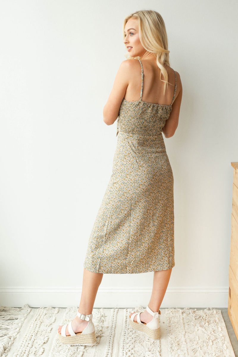 mode, peek a boo midi dress