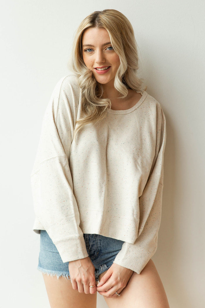 mode, confetti french terry pullover