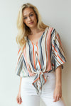 mode, yarn dye stripe tie front top