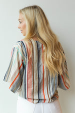 mode, yarn dye stripe tie front top
