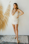 mode, natural tones stripe dress