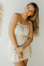 mode, natural tones stripe dress