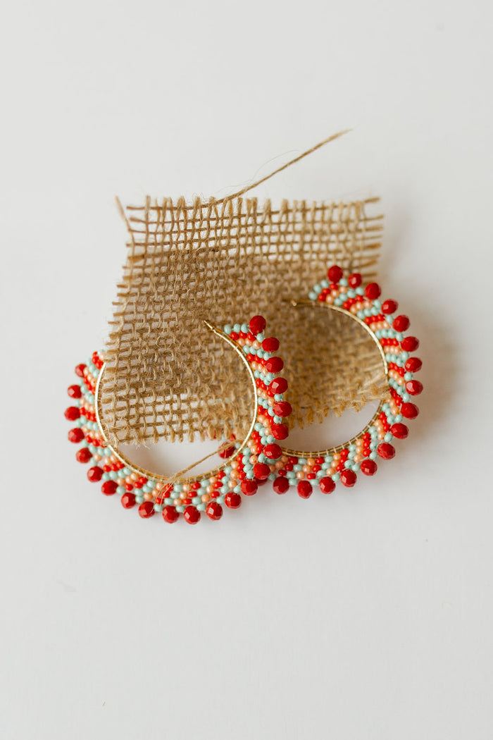 mode, red blaze hoop earring