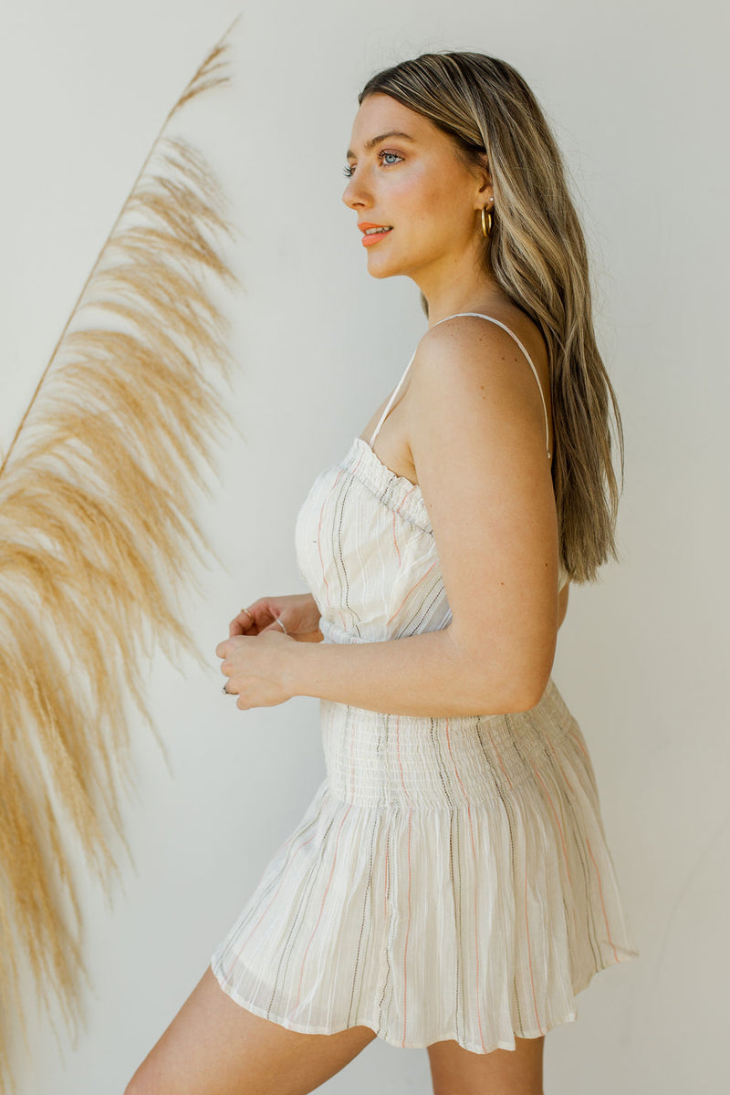mode, natural tones stripe dress