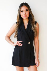 mode, one button jacket romper