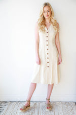 mode, linen safari midi dress