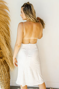 mode, sleeveless cowl neck midi dress