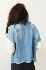 mode, too cool sweater sleeves denim jacket