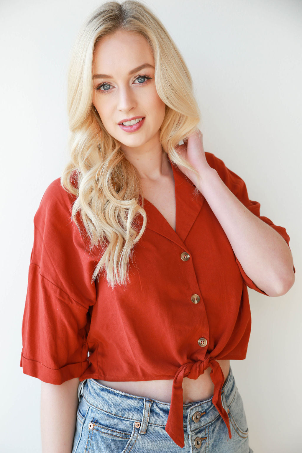 mode, easy collar top