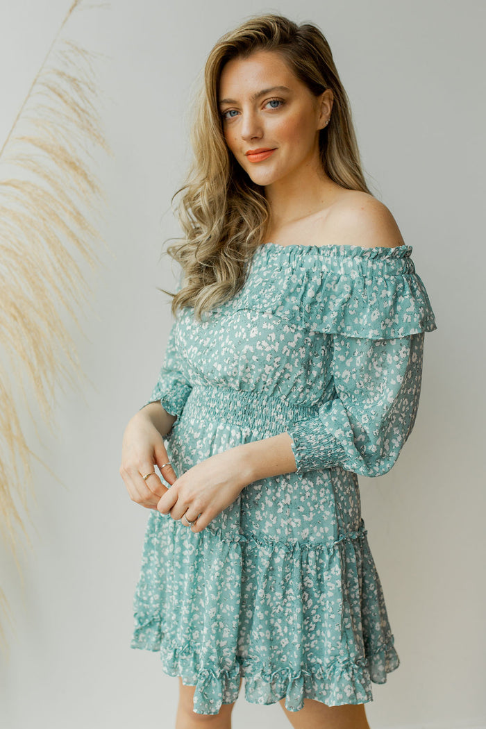 mode, off the shoulder smocking dress