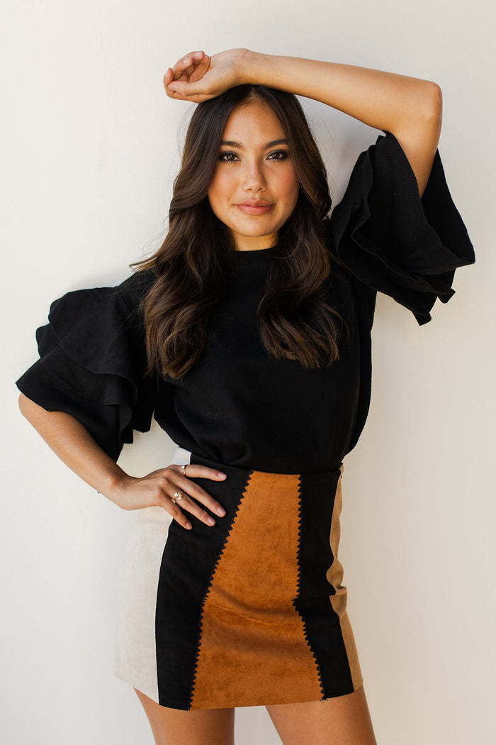 mode, flutter sleeve sweater